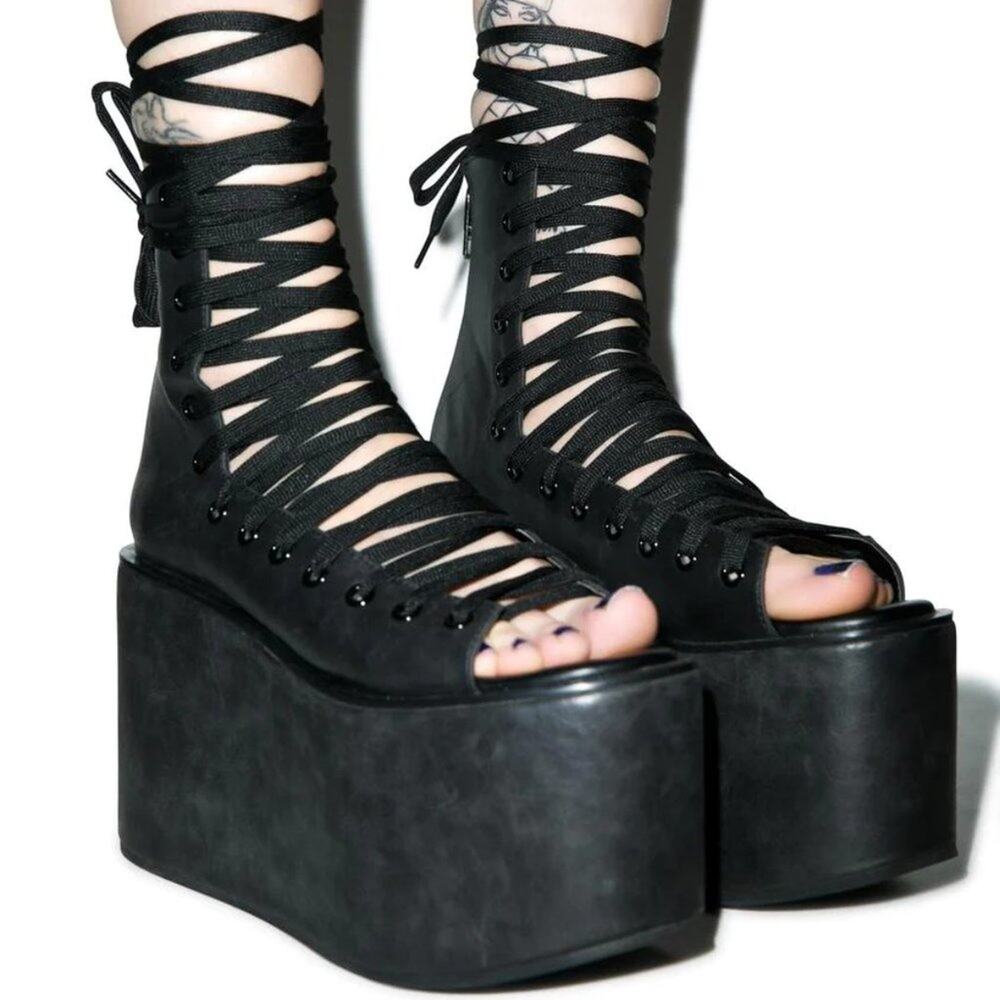 Dolls Kill Current Mood Chaz Lace Up Flatforms